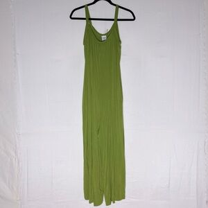 Love Life Essentials Chartreuse Green Cropped Jumpsuit Romper L